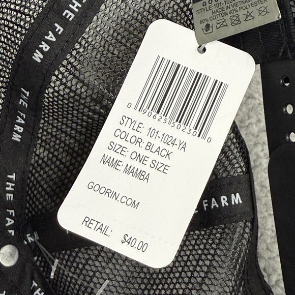 Goorin Bros The Farm Hat Cap Snap Back Black Mamba Snake Patch Mesh Trucker NWT - Picture 7 of 10